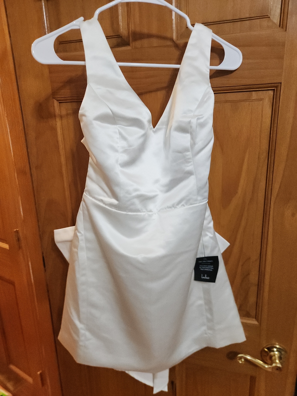 Lulu's White Satin V-Neck Mini Dress